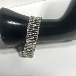 Vintage Rhinestone Bracelet Art Deco Flapper Ladder Style Flaw Shabby Chic